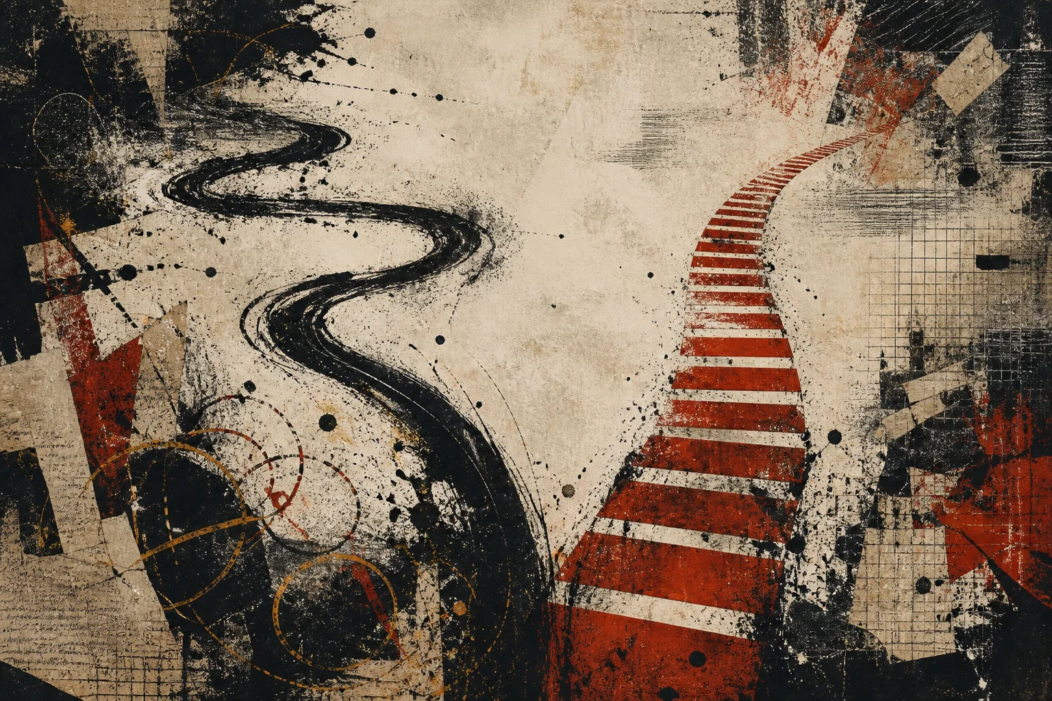 Abstract graffiti composition for the section “Two paths”