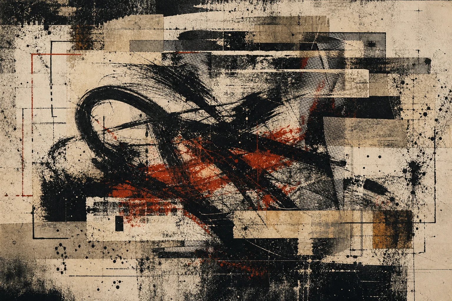 Abstract graffiti composition for the section “The second job”