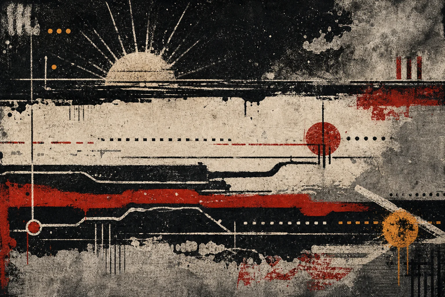 Abstract graffiti composition for the section “A route through the day”